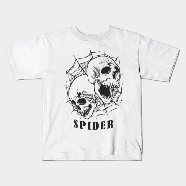 Skull and Spider Kids T-Shirt by Wahyuwm48